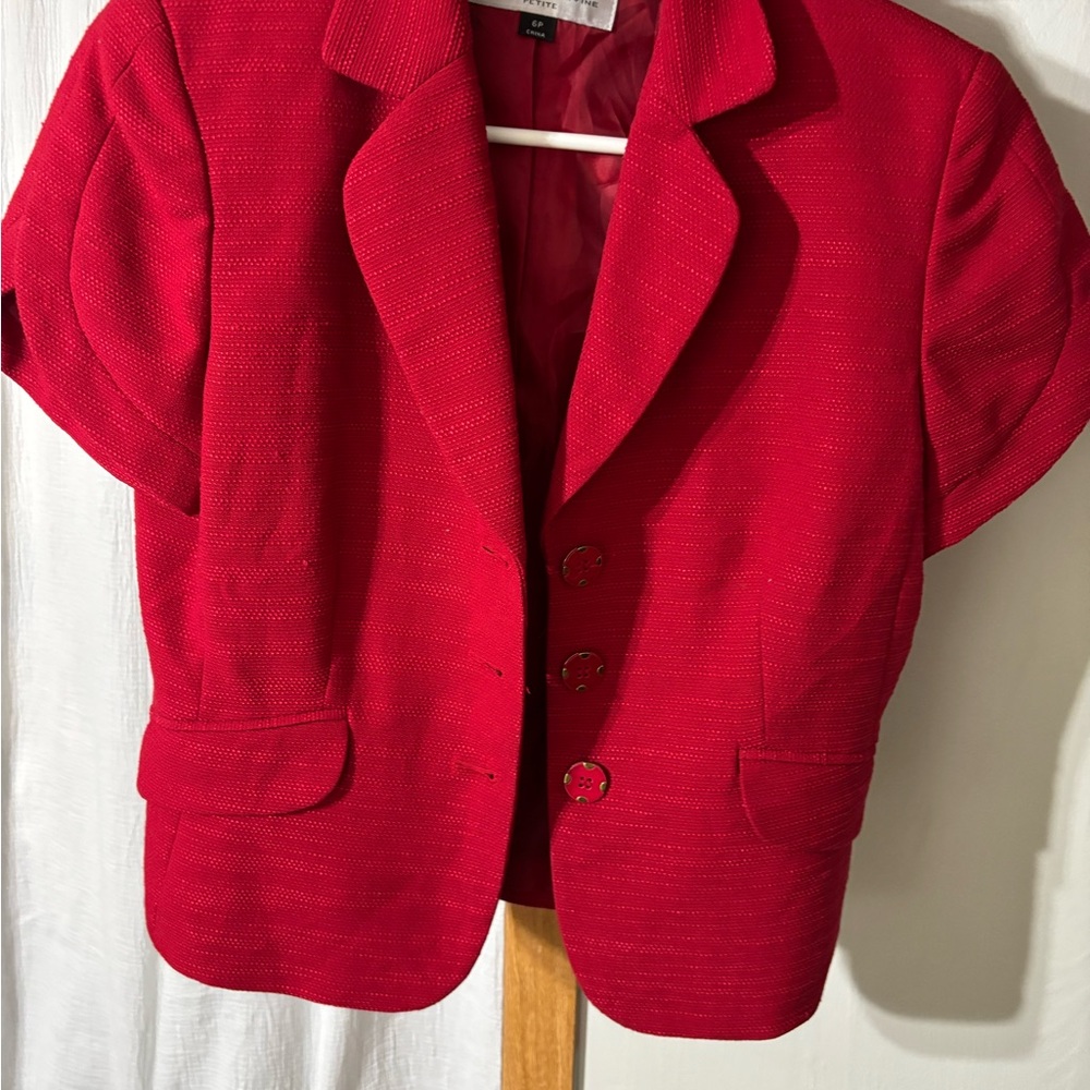 Vintage Tahari Vibrant Red short sleeve blazer